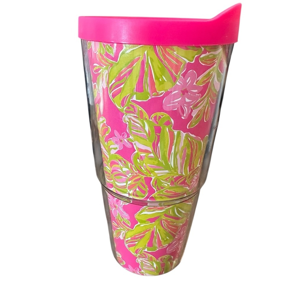 Lilly Pulitzer Insulated Plastic Tumbler ‘Jungle Tumble’ Pink Green 24 Oz